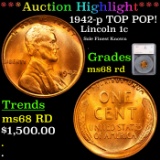 ***Auction Highlight*** 1942-p TOP POP! Lincoln Cent 1c Graded ms68 rd By SEGS (fc)