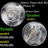1922-s Vam-1AA R5 Peace Dollar $1 Grades Select+ Unc