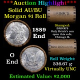 ***Auction Highlight***  AU/BU Slider Brinks Shotgun Morgan $1 Roll 1889 & O Ends Virtually UNC (fc)