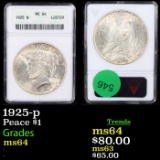 ANACS 1925-p Peace Dollar $1 Graded ms64 By ANACS