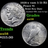 1928-s vam 5 I3 R5 Peace Dollar $1 Grades Choice AU/BU Slider