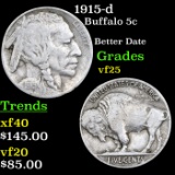 1915-d Buffalo Nickel 5c Grades vf+