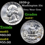 1939-p Washington Quarter 25c Grades Choice+ Unc
