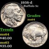 1938-d Buffalo Nickel 5c Grades Choice Unc