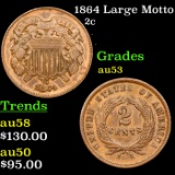 1864 Large Motto Two Cent Piece 2c Grades Select AU