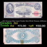 1917 $2 Large Size Legal Tender Note FR-60 Thomas Jefferson Grades f, fine