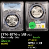 1776-1976-s Silver Kennedy Half Dollar 50c Graded ms67 By PCGS