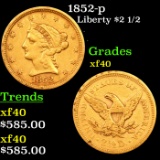 1852-p Gold Liberty Quarter Eagle $2 1/2 Grades xf