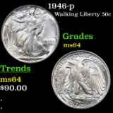 1946-p Walking Liberty Half Dollar 50c Grades Choice Unc