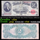 1917 $2 Large Size Legal Tender Note FR-60 Thomas Jefferson Grades vf+