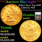 ***Auction Highlight*** 1888-s Near Top POP Gold Liberty Eagle $10 Graded ms63+ By SEGS (fc)