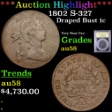 ***Auction Highlight*** 1802 S-327 Draped Bust Large Cent 1c Graded Choice AU/BU Slider By USCG (fc)