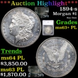 ***Auction Highlight*** 1894-s Morgan Dollar $1 Graded ms63+ PL By SEGS (fc)
