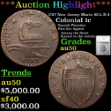 ***Auction Highlight*** 1787 New Jersey Maris 30-L R-4 Colonial Cent 1c Graded au50 By SEGS (fc)