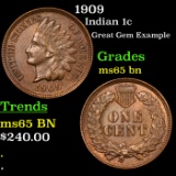 1909 Indian Cent 1c Grades GEM Unc BN