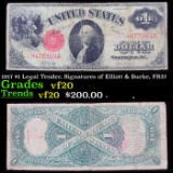 1917 $1 Legal Tender, Signatures of Elliott & Burke, FR37  Grades vf, very fine