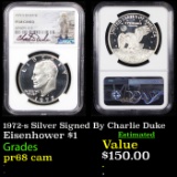 Proof NGC 1972-s Silver Signed By Charlie Duke Eisenhower Dollar $1 Graded pr68 cam By NGC