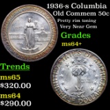 1936-s Columbia Old Commem Half Dollar 50c Grades Choice+ Unc