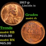 1917-p Lincoln Cent 1c Grades Choice Unc RB