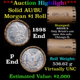 ***Auction Highlight***  AU/BU Slider Brinks Shotgun Morgan $1 Roll 1898 & P Ends Virtually UNC (fc)
