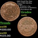 1863 Good For One Cent F-RI-700-E2a Civil War Token 1c Grades Choice AU