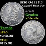 1830 O-121 R3 Capped Bust Half Dollar 50c Grades xf details