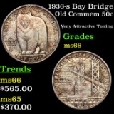 1936-s Bay Bridge Old Commem Half Dollar 50c Grades GEM+ Unc
