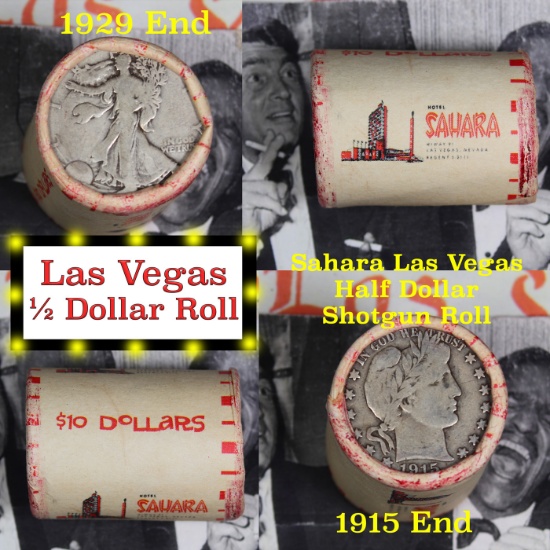 ***Auction Highlight*** Old Casino 50c Roll $10 Halves Las Vegas Casino Sahara 1915 Barber & 1929 Wa