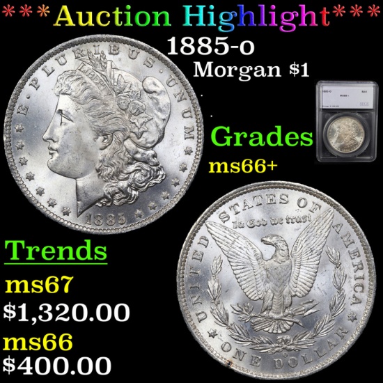 ***Auction Highlight*** 1885-o Morgan Dollar $1 Graded ms66+ By SEGS (fc)