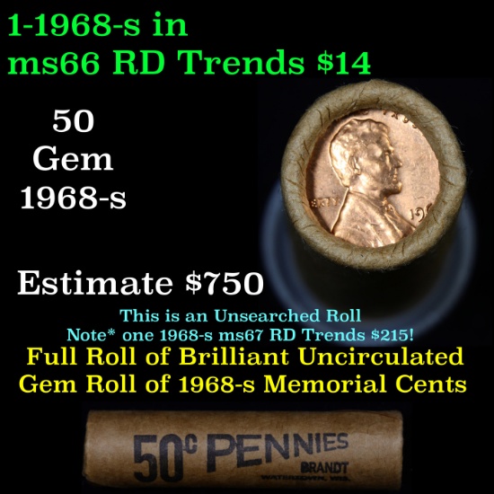 Shotgun Lincoln 1c roll, 1968-s 50 pcs Brandt Wrapper
