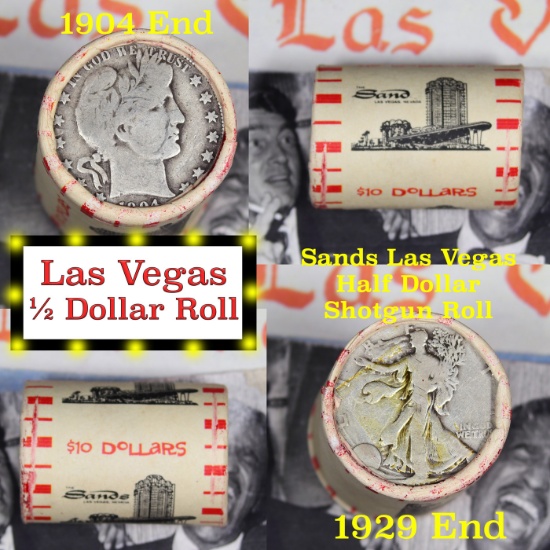 ***Auction Highlight*** Old Casino 50c Roll $10 Halves Las Vegas Casino Sands 1929 Walker & 1904 Bar