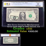 PCGS Mint Error Overprint Misalignment Error Cool! 2003 $1 FRN Atlanta, GA Graded vf35 By PCGS