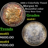 1888-o Colorfully Toned Morgan Dollar $1 Grades Choice+ Unc