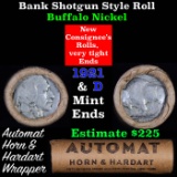 Buffalo Nickel Shotgun Roll in Old Bank Style 'Automat Horn & Hardart' Wrapper 1921 & d Mint Ends