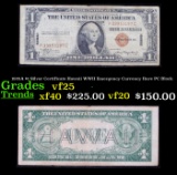 1935A $1 Silver Certificate Hawaii WWII Emergency Currency Rare PC Block Grades vf+