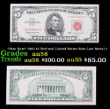 *Star Note* 1963 $5 Red seal United States Note Low Serial # Grades Choice AU/BU Slider