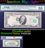 ***Auction Highlight*** Major Mint Error 1969 $10 FRN (Philidelphia, PA) Misalignment Error GRaded a