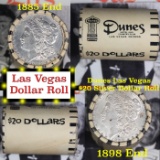 ***Auction Highlight*** Full Morgan/Peace Casino Las Vegas Dunes silver $1 roll $20, 1885 & 1898 end