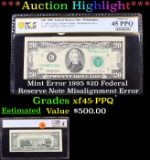 ***Auction Highlight*** PCGS Mint Error 1995 $20 Federal Reserve Note Misalignment Error Graded xf45