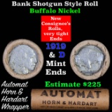 Buffalo Nickel Shotgun Roll in Old Bank Style 'Automat Horn & Hardart' Wrapper 1919 & d Mint Ends