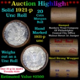 ***Auction Highlight*** Full solid date 1921-p Uncirculated Morgan silver dollar roll, 20 coins (fc)