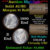 ***Auction Highlight***  AU/BU Slider Brinks Shotgun Morgan $1 Roll 1890 & S Ends Virtually UNC (fc)