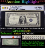 ***Auction Highlight*** PCGS SERIAL NUMBER 5 1957A $1 Silver Certifiacte FR-1620 Graded cu64 By PCGS