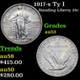 1917-s Ty I Standing Liberty Quarter 25c Grades Select AU