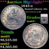 ***Auction Highlight*** 1843-o Seated Liberty Quarter 25c Graded ms62+ By SEGS (fc)