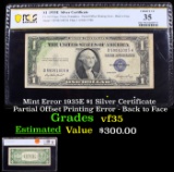 Mint Error 1935E $1 Silver Certificate Partial Offset Printing Error - Back to Face Graded vf35 By P