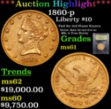 ***Auction Highlight*** 1860-p Gold Liberty Eagle $10 Graded BU+ By USCG (fc)