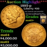 ***Auction Highlight*** 1895-p Gold Liberty Double Eagle $20 Graded Select+ Unc By USCG (fc)