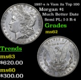 1887-s /s Vam 2a Top 100 Morgan Dollar 1 Grades Select Unc