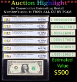 ***Auction Highlight*** 6x Consecutive Intresting Serial Number's 2013 $1 FRN's ALL CU BY PCGS Grade